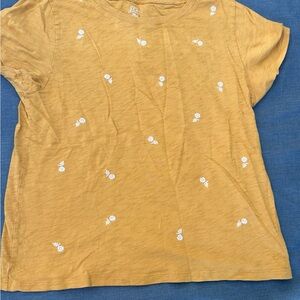 J. Crew Mustard Yellow Tee with Flowers